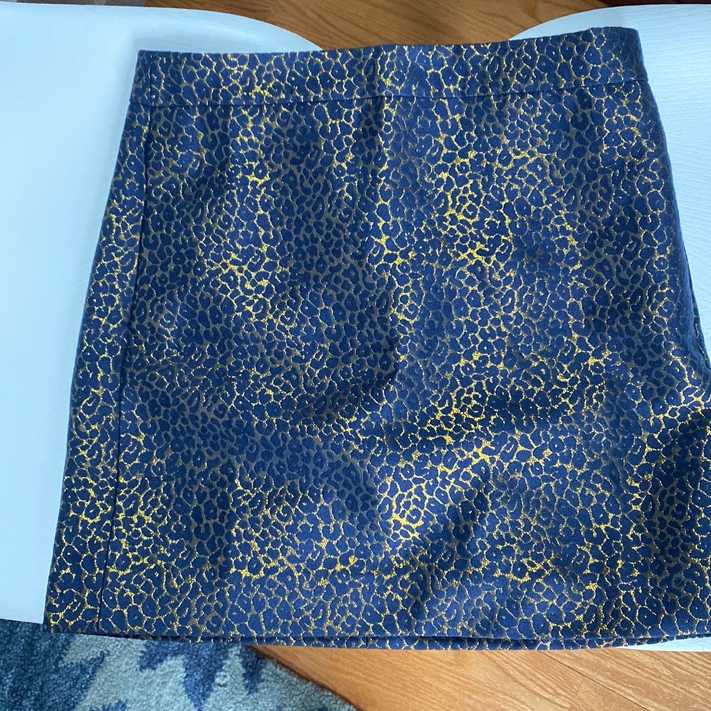 JCrew Navy and Gold Mini Skirt
